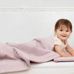 Lenjerie de pat copii 4 piese Marshmellow Spots Kidsdecor din bumbac 70x140 cm 100x135 cm
