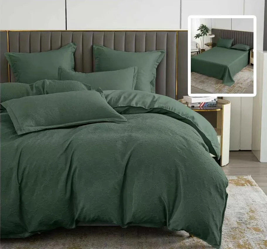 Lenjerie de pat cu 6 piese Natur Uni Baroque cu cearceaf pat clasic