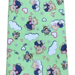 Lenjerie de pat din finet 3 piese 120x60 cm Ursi cu albine pe verde