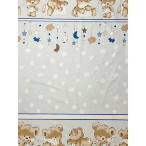 Lenjerie din bumbac cu 3 piese 120x60 cm fete de schimb Beberoyal BearsRabbit Albastru