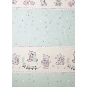 Lenjerie din bumbac cu 4 piese pentru saltea 120x60 cm Beberoyal BearsToys Turcoaz