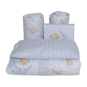 Lenjerie din bumbac cu 6 piese pentru saltea 120x60 cm Beberoyal Bear Dreams Alb
