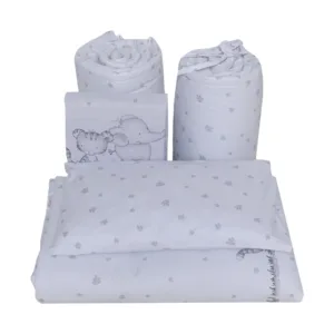 Lenjerie din bumbac cu 8 piese pentru saltea 120x60 cm Beberoyal Safari Friends alb