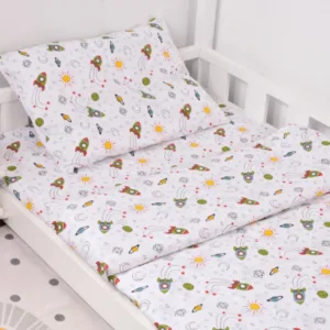 Lenjerie pat casuta 90x200 cm model rachete