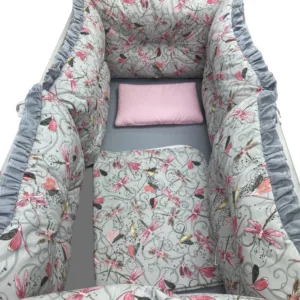 Lenjerie patut 120x60 cm cu 6 aparatori pufoase