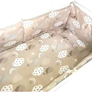 Lenjerie patut 140x70 cm 7 piese cu bumper Deseda Norisori bej