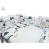 Lenjerie patut 3 piese cu protectie laterala Childrens Journey Grey din bumbac pentru patut 120x60 cm