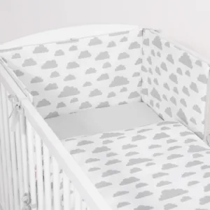 Lenjerie patut 3 piese cu protectie laterala si doua fete Clouds Gray