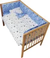 Lenjerie patut cu 2 fete si 5 piese 120x60 cm Nichiduta Blue Stars