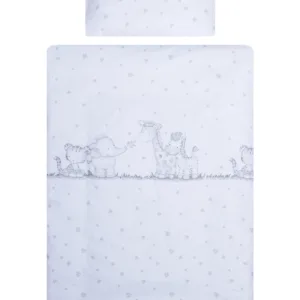 Lenjerie patut cu 3 piese 120x60 cm Animalute fond alb