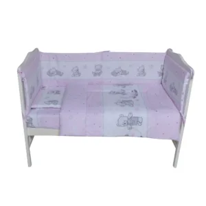 Lenjerie patut cu 3 piese 120x60 cm BearsToys Roz 109