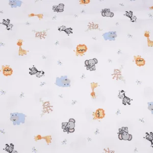 Lenjerie patut cu 3 piese 120x60 cm din bumbac model Animalute safari