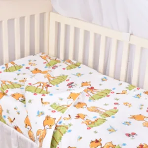Lenjerie patut cu 3 piese 120x60 cm din bumbac model Caprioare