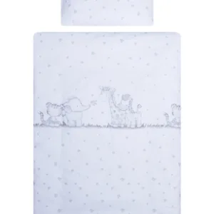 Lenjerie patut cu 3 piese 120x60 cm fete de schimb Animalute fond alb