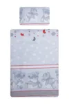 Lenjerie patut cu 3 piese 120x60 cm fete de schimb Ursuleti iepurasi gri