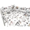 Lenjerie patut cu 3 piese MimiNu pentru patut 120x60 cm in bumbac design Cars Grey
