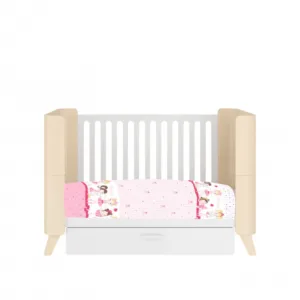 Lenjerie patut cu 4 piese 120x60 cm Balerina fond roz