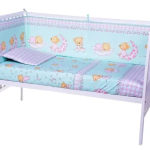 Lenjerie patut cu 4 piese 120x60 cm Ursuleti Turquoise
