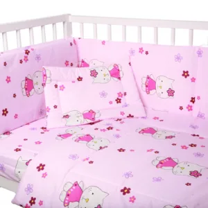 Lenjerie patut cu 4 piese Kitty Pink