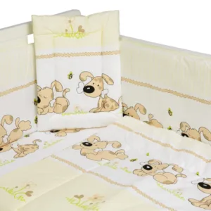 Lenjerie patut cu 4 piese Puppy Beige