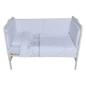 Lenjerie patut cu 5 piese 120x60 cm Animalute fond alb