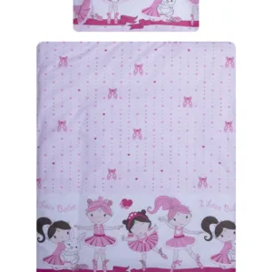 Lenjerie patut cu 5 piese 120x60 cm Balerina fond roz