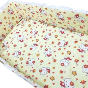 Lenjerie patut cu 5 piese Croitoria Noastra Hello Kitty 140x70 cm