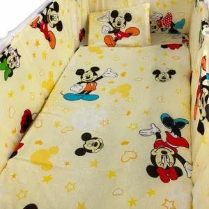 Lenjerie patut cu 5 piese Croitoria Noastra Mickey Mouse 140x70 cm
