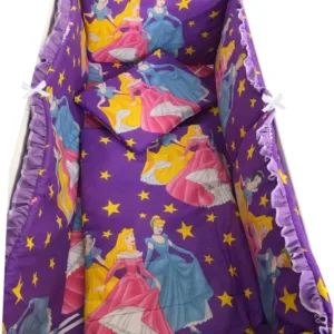 Lenjerie patut cu 5 piese Croitoria Noastra Printese pe mov 140x70 cm
