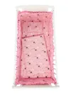 Lenjerie patut cu 5 piese Croitoria Noastra Stelute gri pe roz 120x60 cm