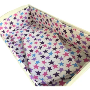 Lenjerie patut cu 5 piese Croitoria Noastra Stelute roz-mov 140x70 cm