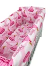 Lenjerie patut cu 5 piese si aparatori Maxi 140x70 cm Croitoria Noastra printese la bal pe roz