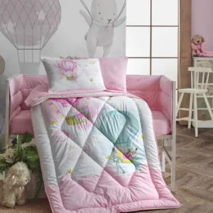 Lenjerie patut cu 6 piese Baby Ranforce Little Princess Pink