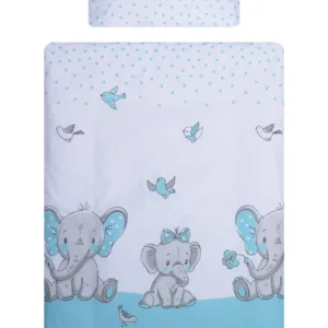 Lenjerie patut cu 7 piese 120x60 cm Elefant albastru