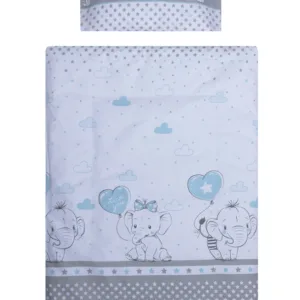 Lenjerie patut cu 7 piese 140x70 cm Elefant cu inima albastra