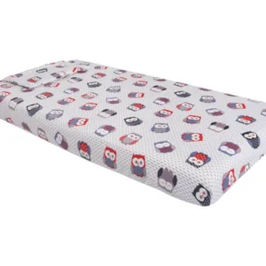 Lenjerie pentru patut 120x60 cm SomnArt Bufnite Mici din bumbac cu 3 piese