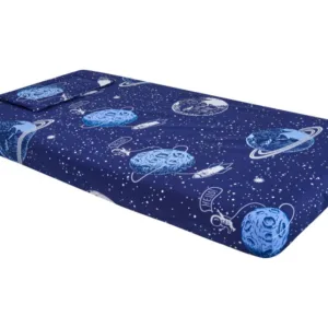Lenjerie pentru patut 120x60 cm SomnArt Comete Cosmos din bumbac cu 3 piese