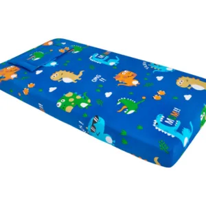 Lenjerie pentru patut 120x60 cm SomnArt Dinozauri din bumbac cu 3 piese