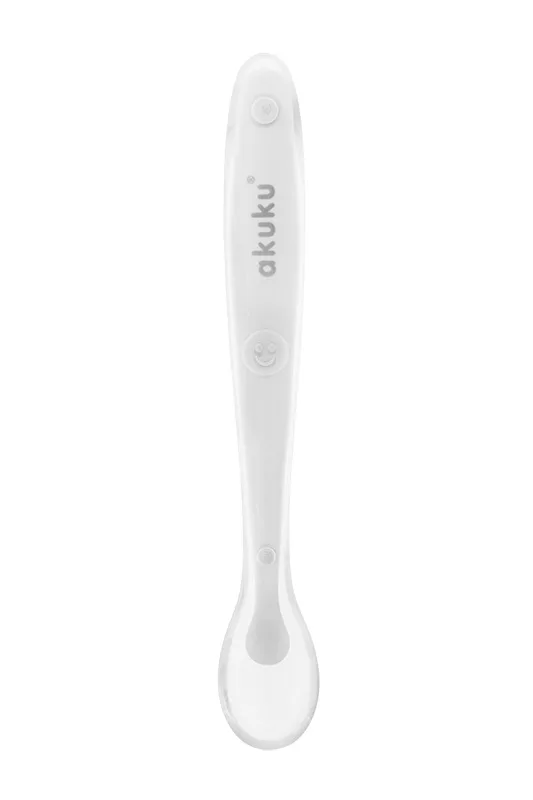 Lingurita din silicon pentru bebelusi Akuku Soft Spoon White