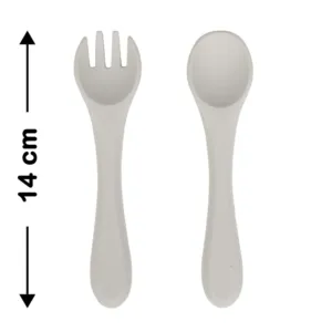 Lingurita si furculita silicon SeviBebe gri