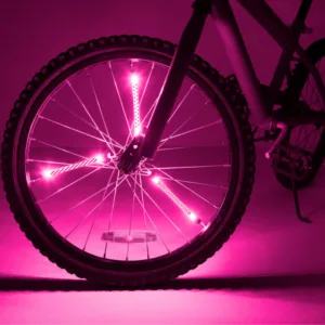 Lumini tubulare led pentru roti bicicleta SpinBrightz roz