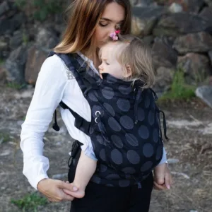 Marsupiu ergonomic Kinder Hop Multi Soft Dots Dark Grey