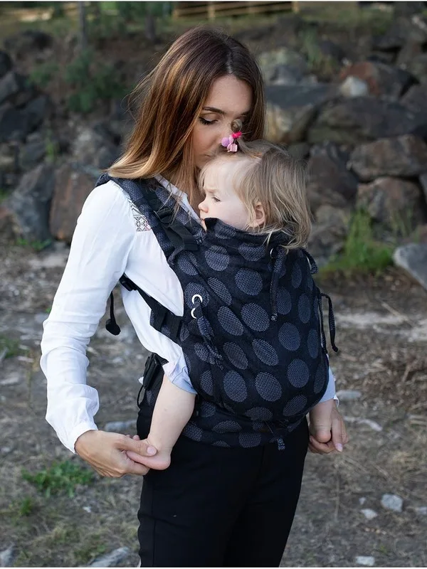 Marsupiu ergonomic Kinder Hop Multi Soft Dots Dark Grey