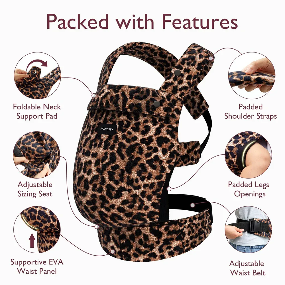 Marsupiu ergonomic si usor PureHug Cozy Leopard animal print Momcozy