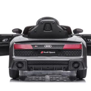 Masina electrica pentru copii 90W Audi R8 2 motoare LeanToys 9045 gri 12V cu roti din spuma Eva