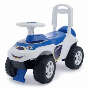 Masinuta copii Ride-On fara pedale Music 0142R11 alb albastru prevazuta cu efecte sonore