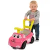 Masinuta copii Ride-On fara pedale Smoby Auto pink de la 10 luni cu roti din plastic spumat si spatiu depozitare sub scaun