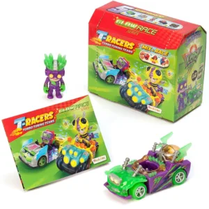 Masinuta cu figurina T-Racers Glow Race seria 4