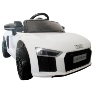Masinuta electrica pentru copii Audi R8 R-Sport Alb 70W cu telecomanda si roti Eva cu suspensii