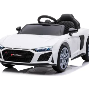 Masinuta electrica pentru copii Audi R8 White 12V 70W cu scaun din piele si roti EVA